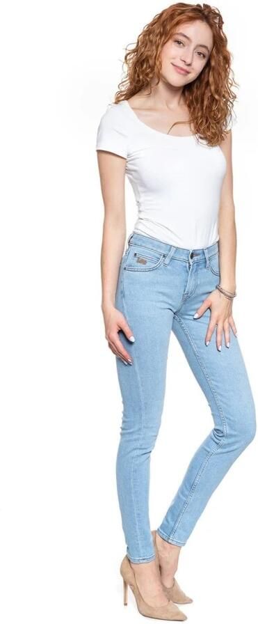 Lee Blauwe Skinny Jeans met Hoge Taille en Opgezet Logo Blue Dames - Foto 2