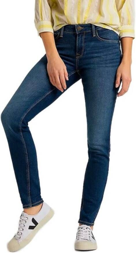 Lee Blauwe Dames Jeans met Rits en Knoop Blauw Dames