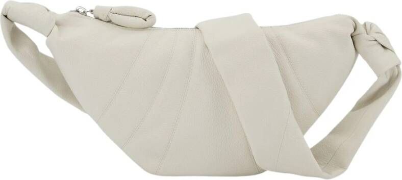 Lemaire Small Croissant Crossbody Chalk Leather Wit Dames