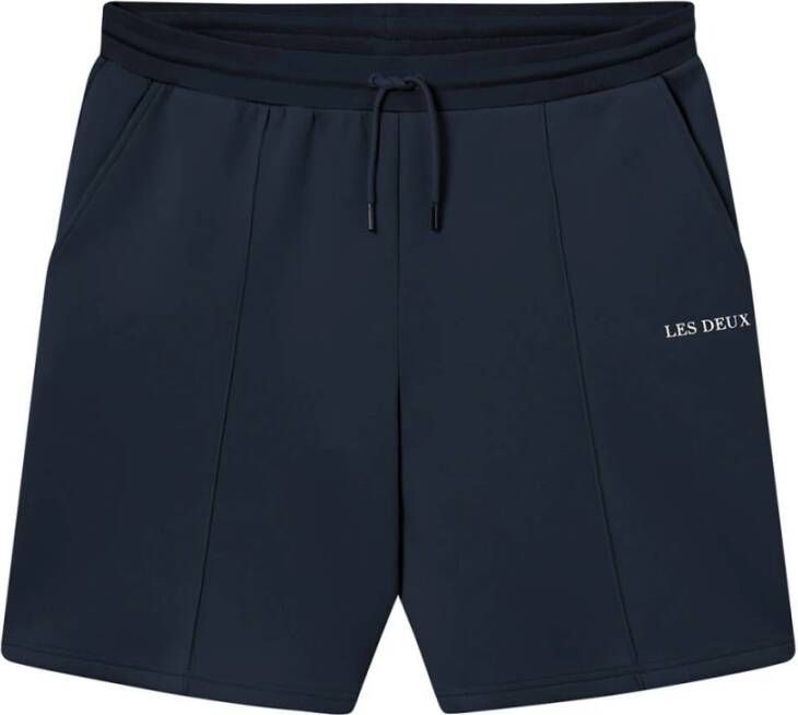 Les Deux Comfortabele Track Shorts met Kleermaker Drukknopen Blue Heren