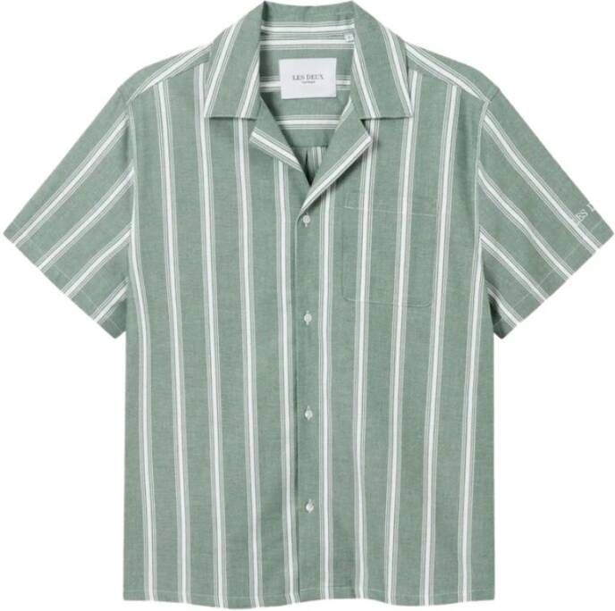 Les Deux Lawson Stripe SS Overhemd Green Heren