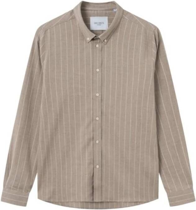 Les Deux Gestreept overhemd met lange mouwen voor heren Beige Heren