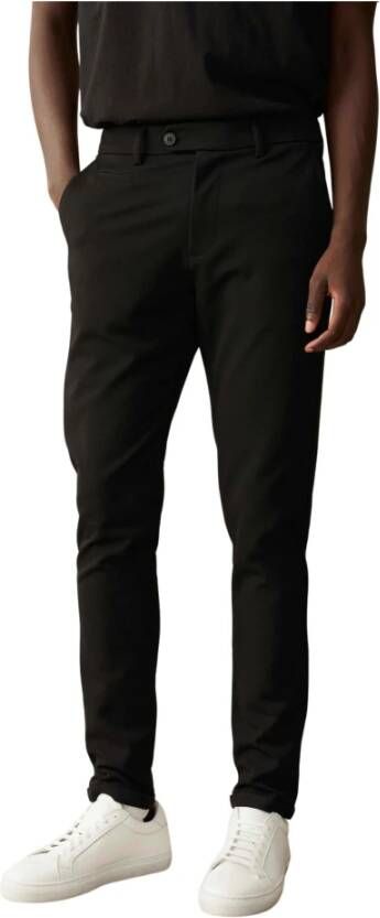 Les Deux Klassieke Slim-Fit Stretchbroek Zwart Heren