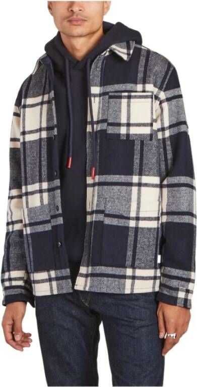 Les Deux Stijlvolle Check Wool Hybrid Overhemd Blauw Heren
