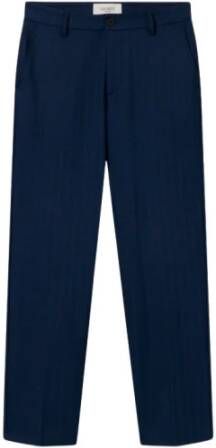 Les Deux Stijlvolle Herringbone Suit Broek Blauw Heren