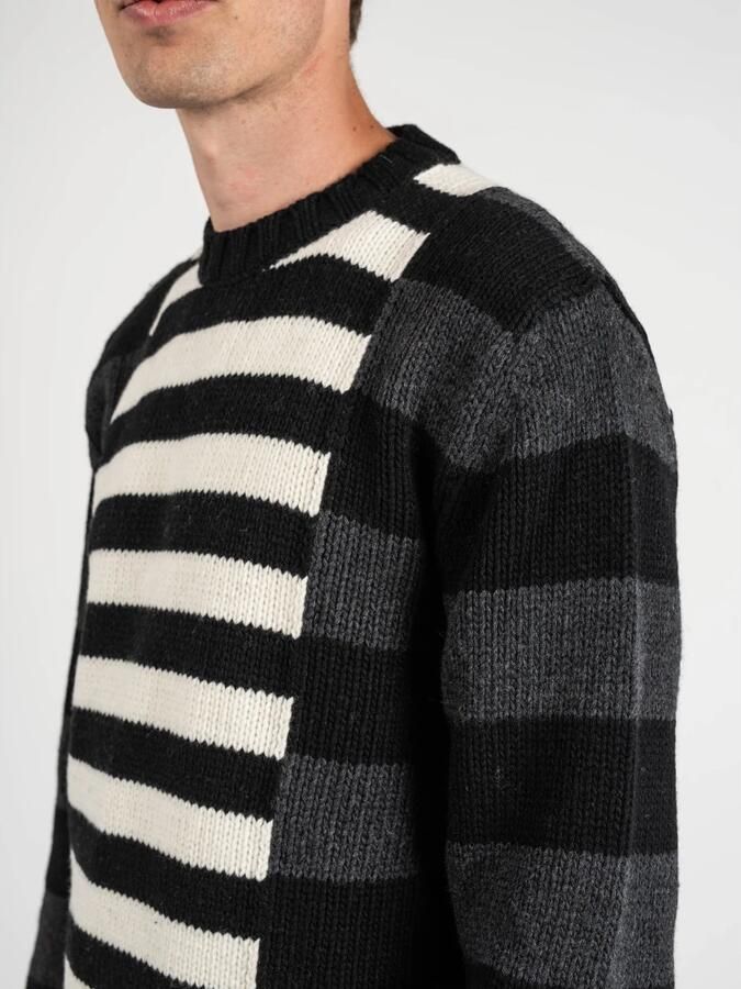 Les Hommes Trui LLK113-654U | Wool Stripes Round Neck Jumper - Foto 5