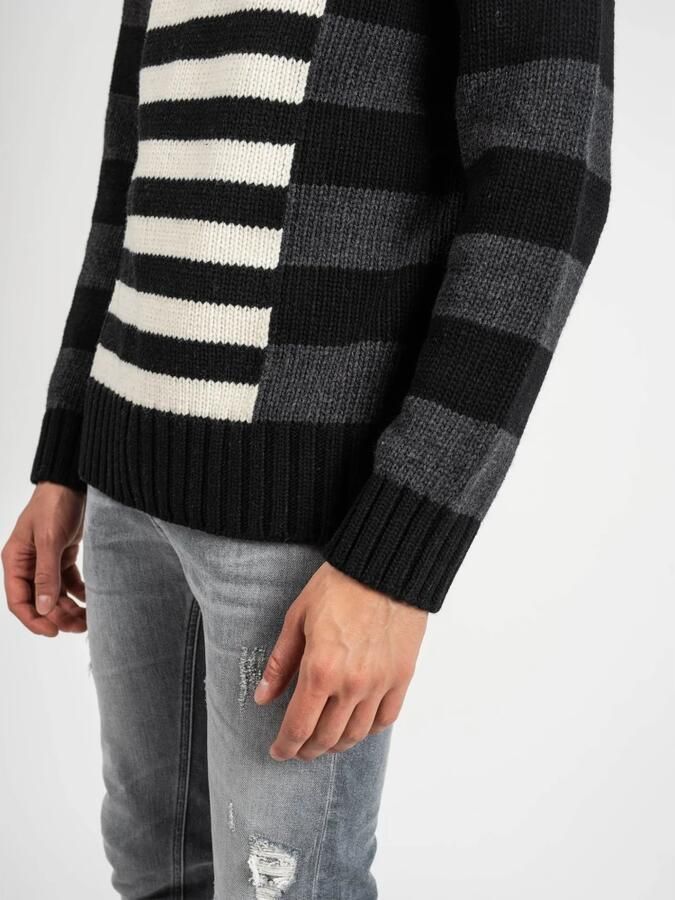 Les Hommes Trui LLK113-654U | Wool Stripes Round Neck Jumper - Foto 6