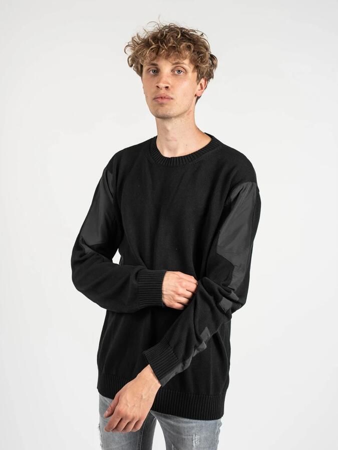 Les Hommes Trui LKK112 603A | Classic Fit Jumper with Nylon Detail on Sleeves - Foto 3