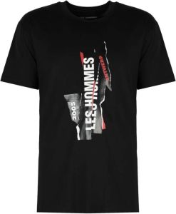 Les Hommes T-shirt; logo; Zwart Heren