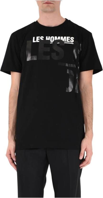 Les Hommes T-shirt with printing Zwart Heren