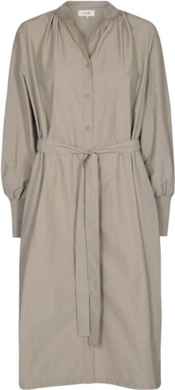 Levete Room Verfijnde V-Hals Midi Jurk Beige Dames