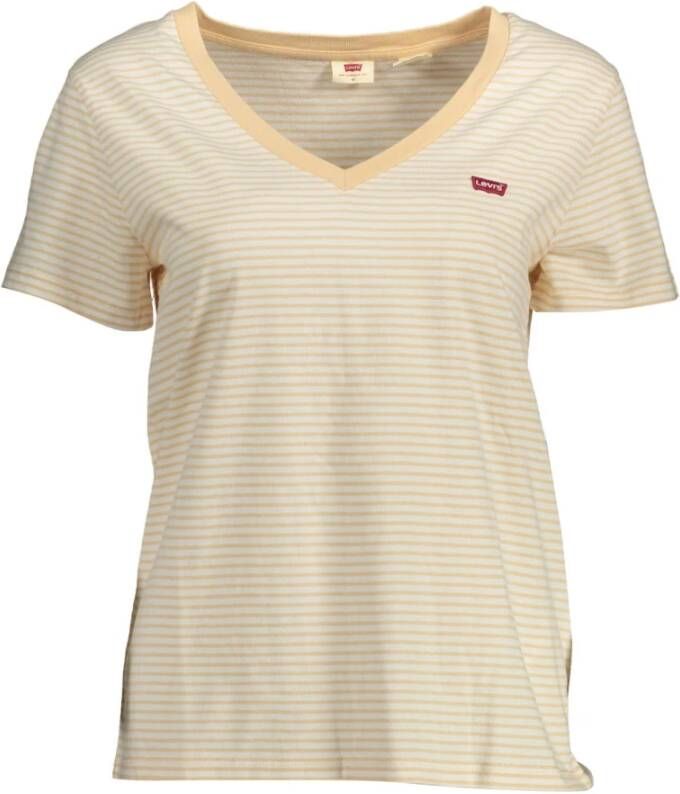 Levi's Beige Katoenen V-Hals T-Shirt Beige Dames
