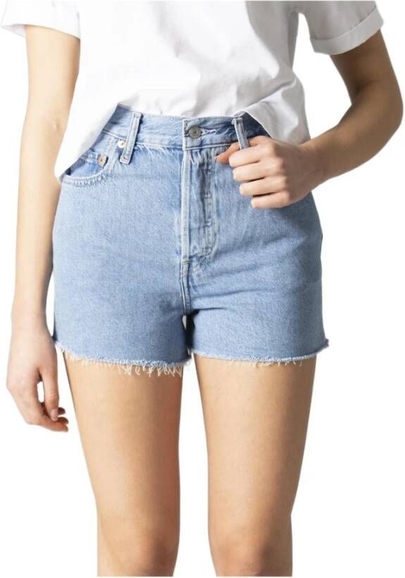 Levi's Blauwe effen dames shorts met ritssluiting en knoopsluiting Blue Dames - Foto 7