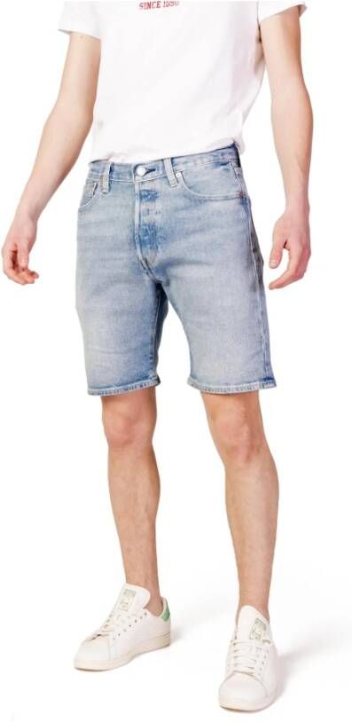 Levi's Lichtblauwe effen shorts met rits en knoopsluiting Blue Heren
