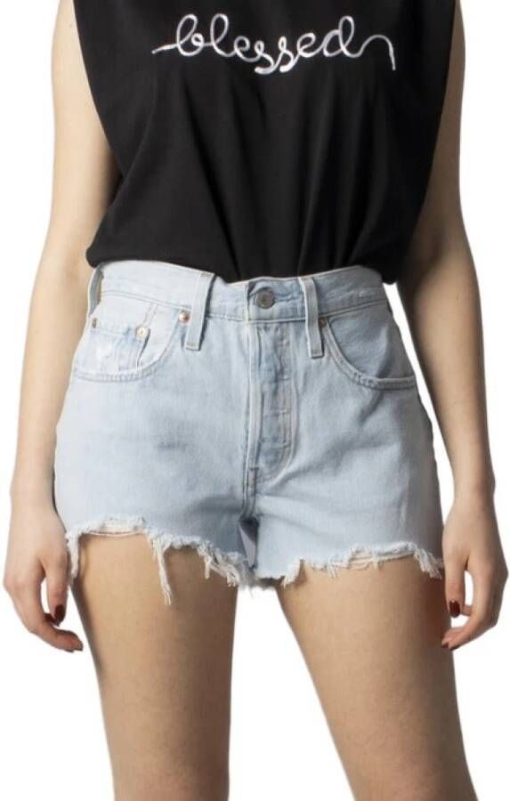 Levi's Blauwe effen dames shorts met ritssluiting en knoopsluiting Blue Dames - Foto 6