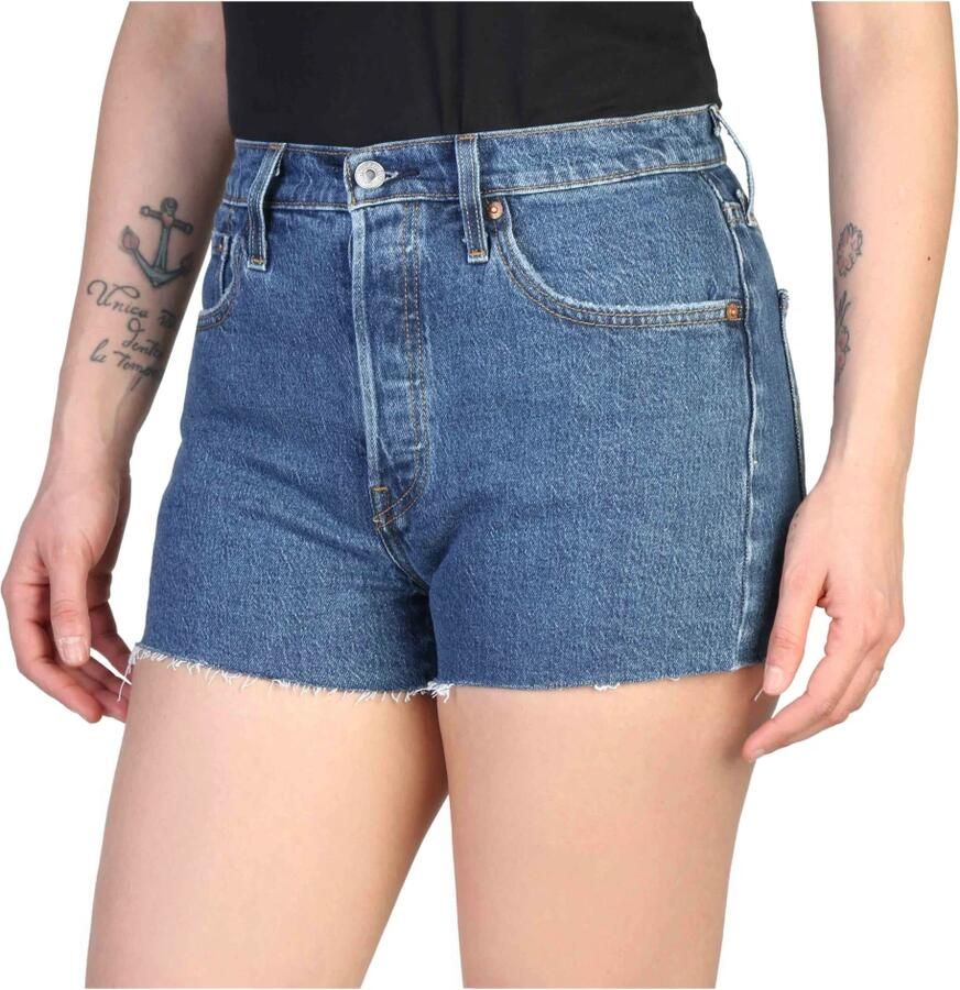 Levi's Katoenen Shorts met Knoopsluiting en Zakken Blue Dames - Foto 2