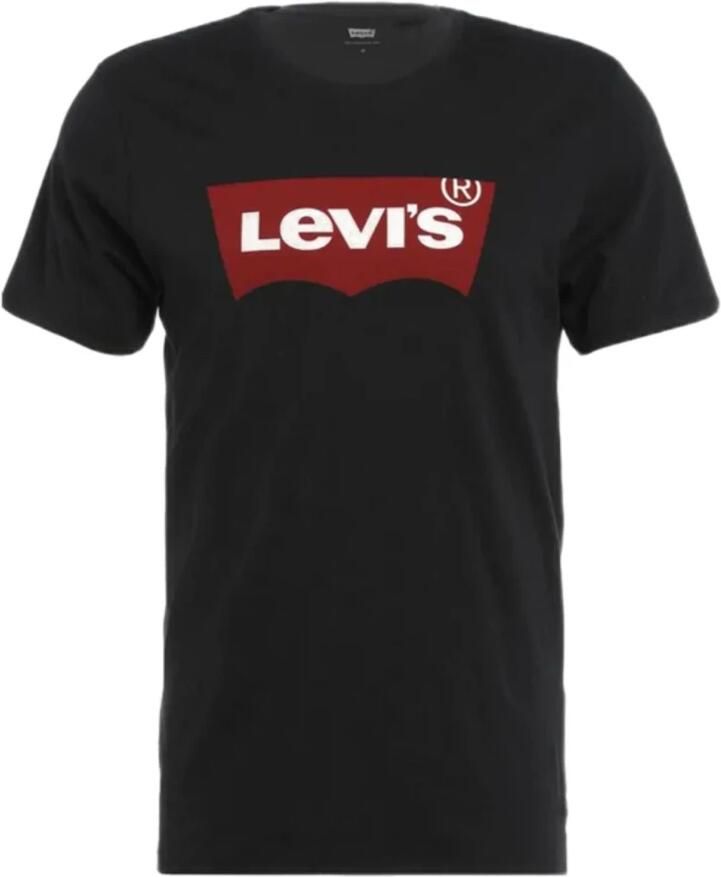 Levi's Iconisch Katoenen T-Shirt Zwart Rechte Pasvorm Korte Mouwen Black Heren