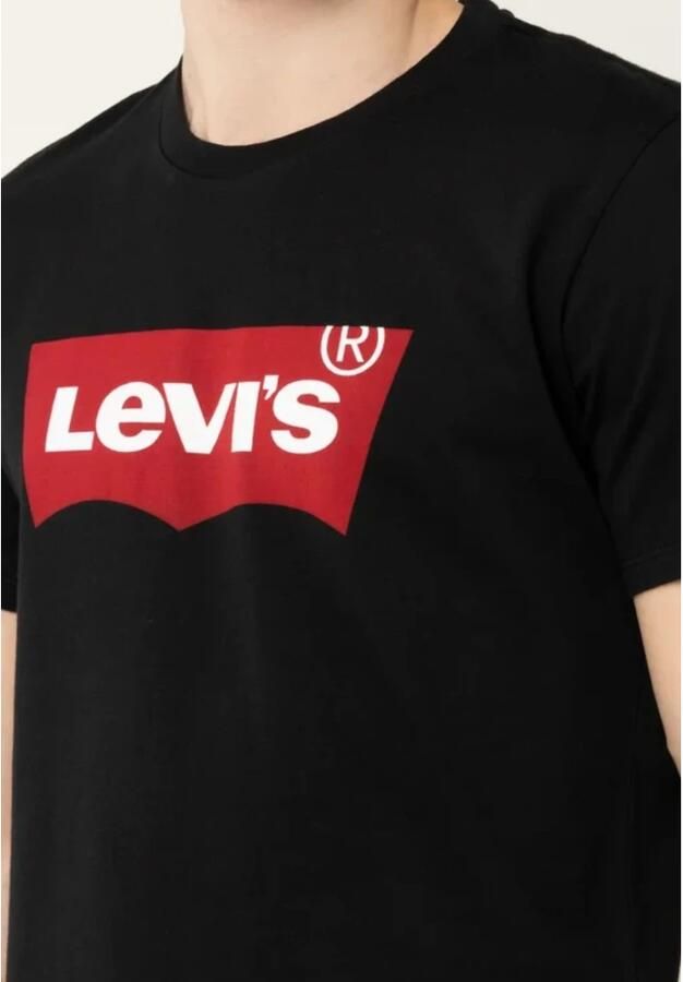 Levi's Iconisch Katoenen T-Shirt Zwart Rechte Pasvorm Korte Mouwen Black Heren - Foto 6