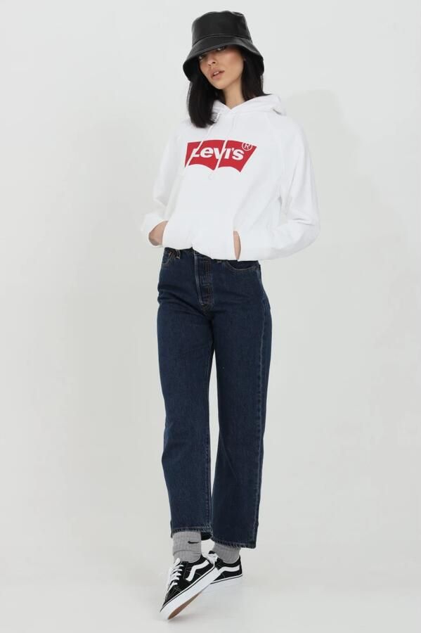 Levi's Straight fit high rise jeans van een mix van katoen en lyocell model 'Ribcage' - Foto 3