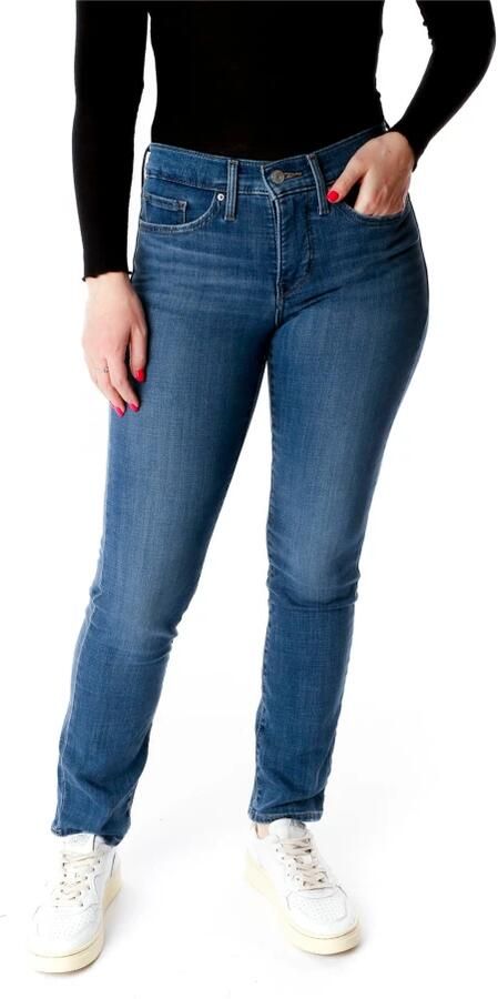 Levi's 300 Shaping straight fit jeans met stretch model '314' 'Water - Foto 4