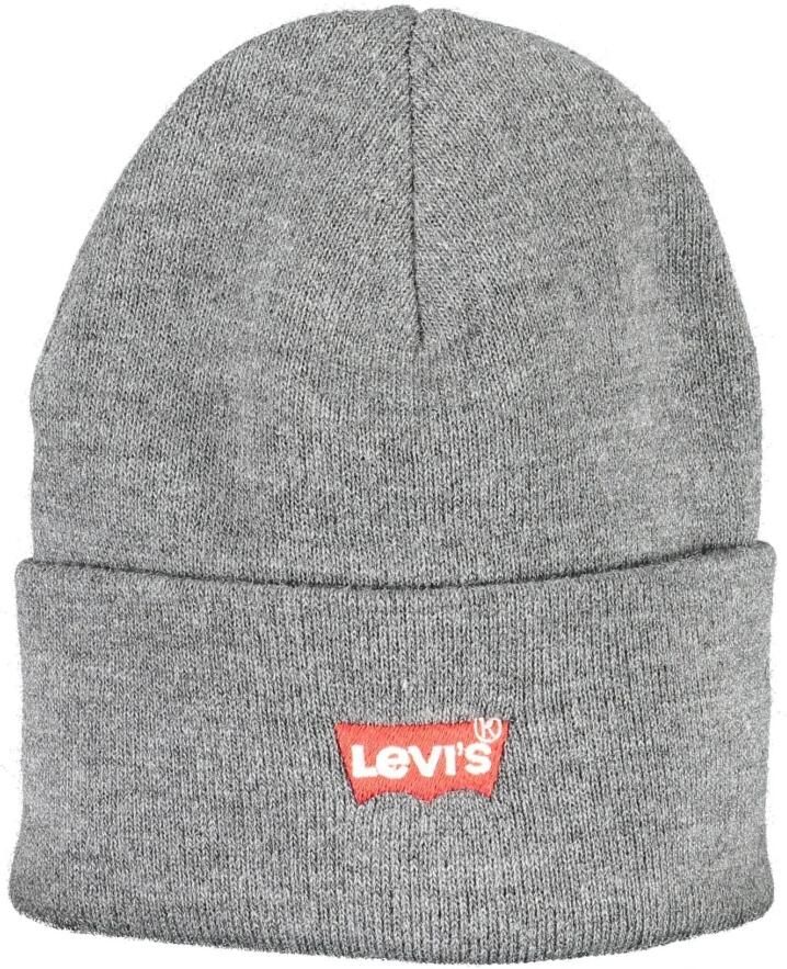 Levi's Batwing Geborduurde Beanie Wollen Muts Gray