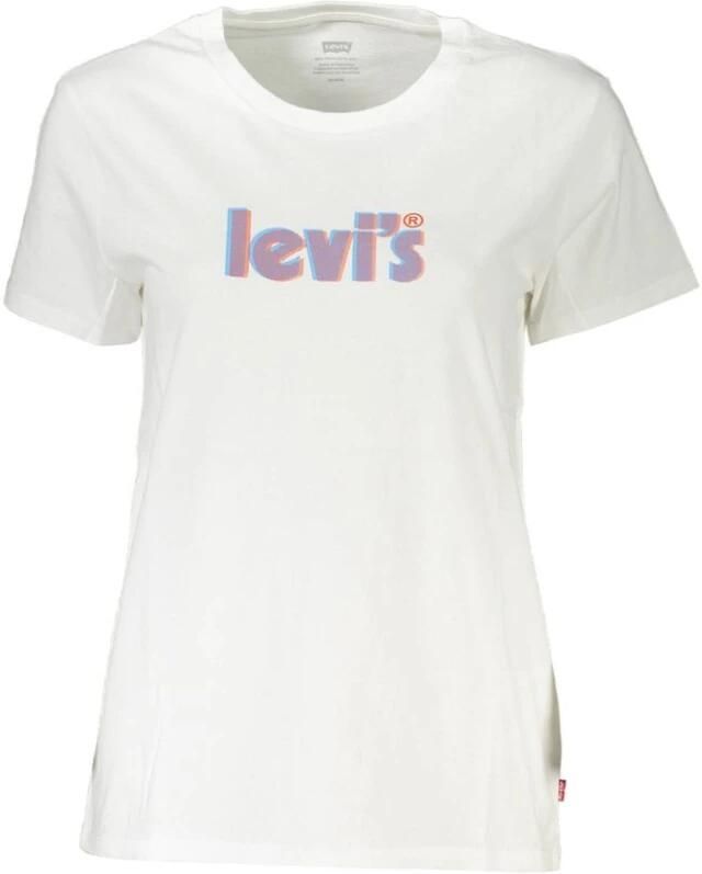 Levi's Witte Katoenen Logo Print T-Shirt White Dames