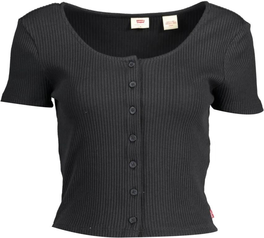 Levi's Zwart Katoenen T-Shirt met Knoopsluiting Black Dames