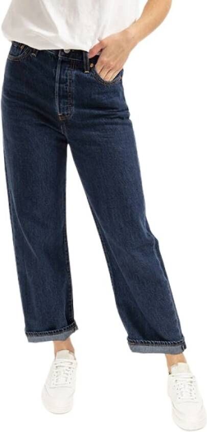 Levi's Straight fit high rise jeans van een mix van katoen en lyocell model 'Ribcage'