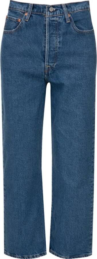 Levi's Ribcage Straight Ankle Jeans Blauw Dames
