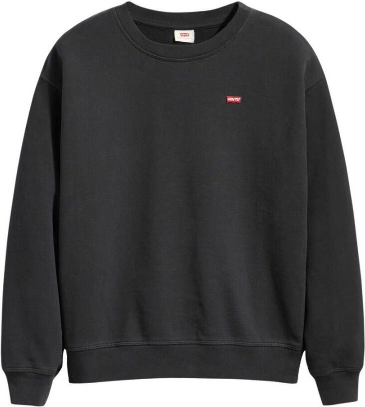 Levi's Zwarte Katoenen Trui Lange Mouwen Ronde Hals Logo Black Heren