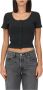 Levi's Zwart Katoenen T-Shirt met Knoopsluiting Black Dames - Thumbnail 3