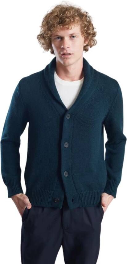 L'Exception Paris Merino sjaal kraag Cardigan Green Heren