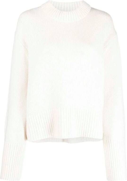 Lisa Yang Ronde hals gekweek Beige Dames