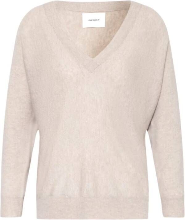 Lisa Yang V-hals gebreide kleding Beige Dames