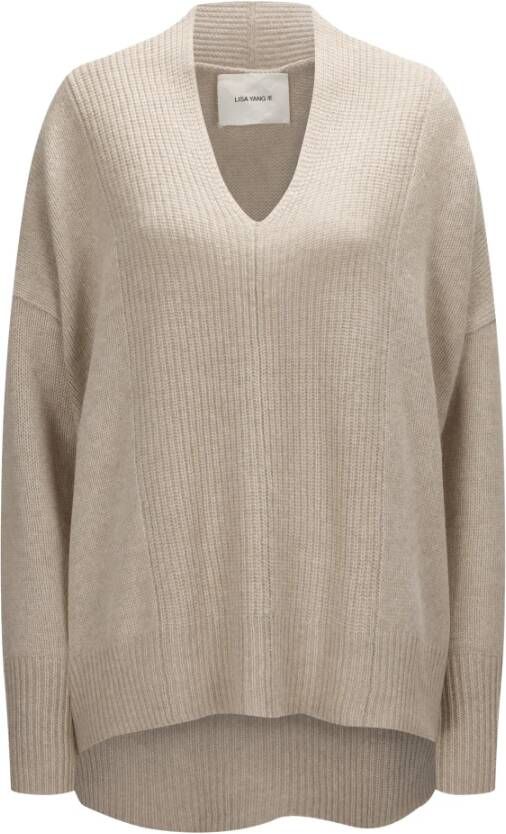 Lisa Yang V-hals gebreide kleding Beige Dames
