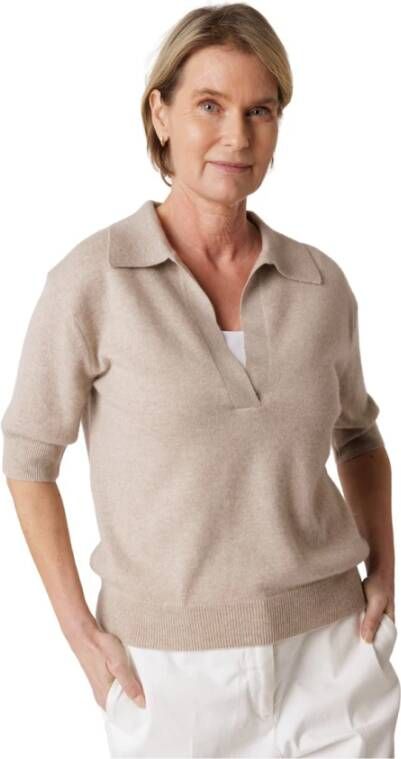 Lisa Yang V-hals gebreide kleding Beige Dames