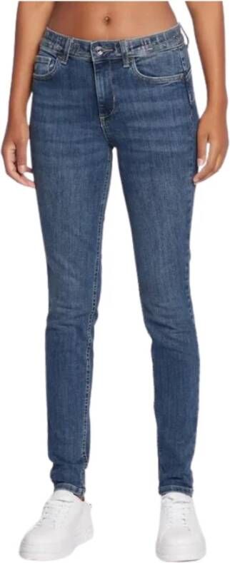 Liu Jo Slim-Fit Blauwe Jeans met Branding en Stenen Blauw Dames