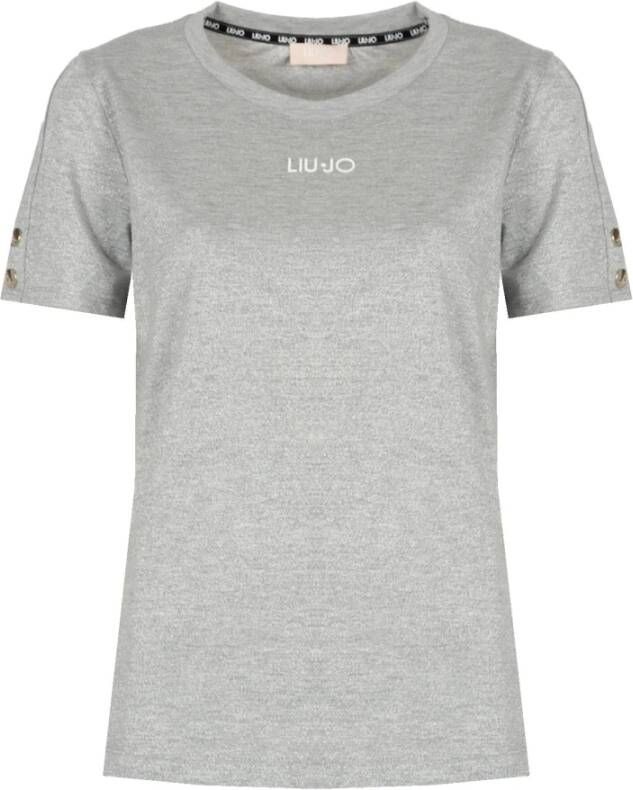 Liu Jo Aansluitend T-shirt met ronde hals en glanzend zilverdraad Grijs Dames