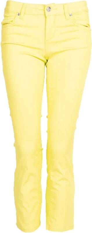 Liu Jo Aansluitende Bottom Up Jeans met Glanzende Strepen Yellow Dames