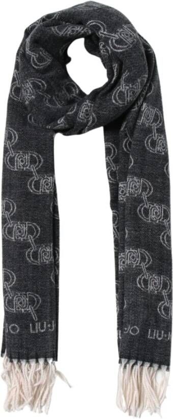 Liu Jo Winter Chic Jacquard Logo Catena Sjaal Black Dames
