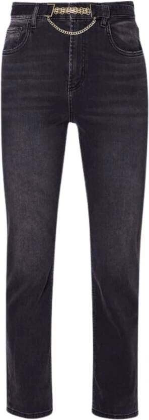 Liu Jo Trendy Flare Jeans met Zwarte Gewassen Kleur en Bijpassende Riem Black Dames