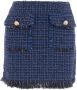 Liu Jo Geruite Mini Rok met Franjezoom Blue Dames - Thumbnail 1