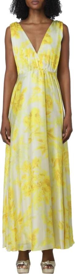 Liu Jo Bloemen Maxi Jurk voor Moderne Vrouwen Yellow Dames