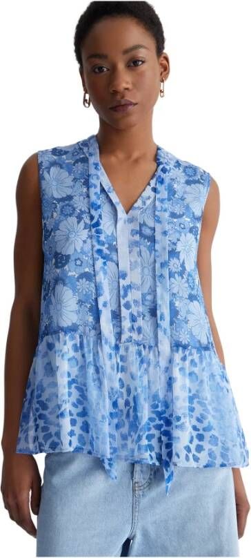 Liu Jo Bloemige Dromerige BB Wave Mouwloze Top Blauw Dames