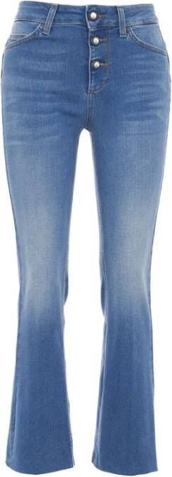 Liu Jo Cropped Denim Jeans met elastische inzet Blue Dames