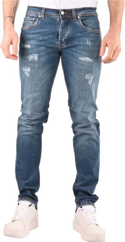 Liu Jo Breakage Design Denim Jeans Blauw Heren
