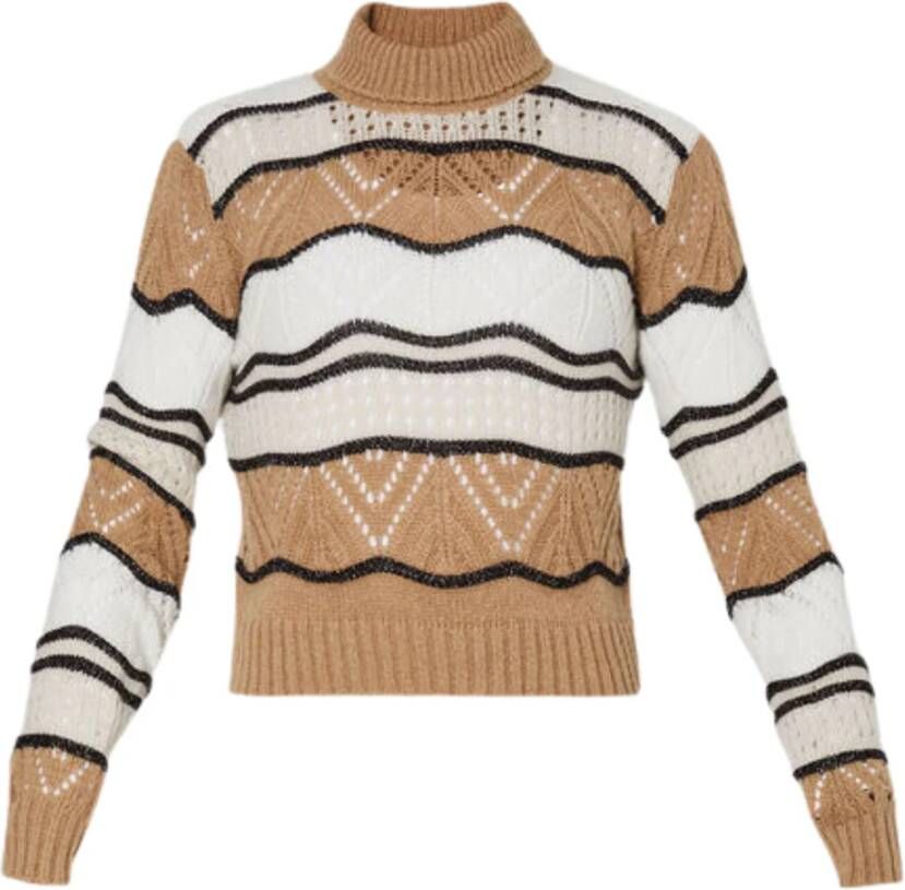 Liu Jo Bruine Gestreepte Trui met Lurex Bruin Dames