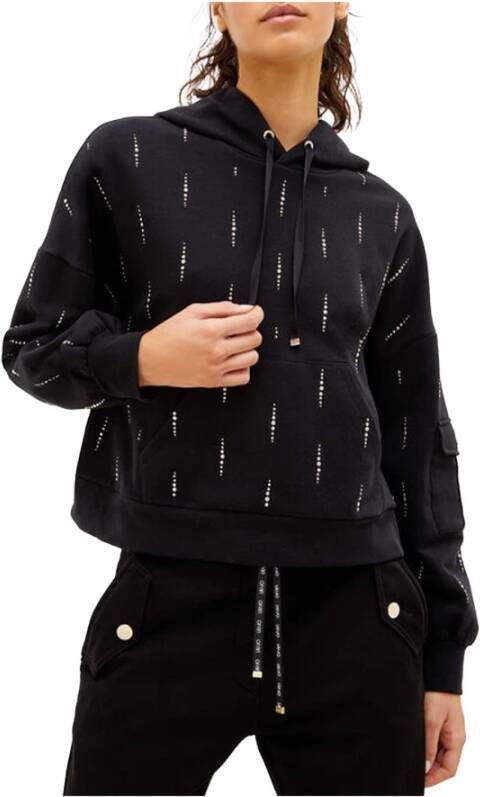 Liu Jo Sportieve Hoodie met Zakken en Ribboord Black Dames