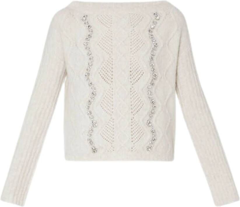 Liu Jo Comfortabele en stijlvolle ronde hals gebreide kleding Beige Dames