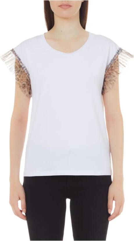 Msgm Witte T-shirt met kralenborduursel voor dames Pink Dames